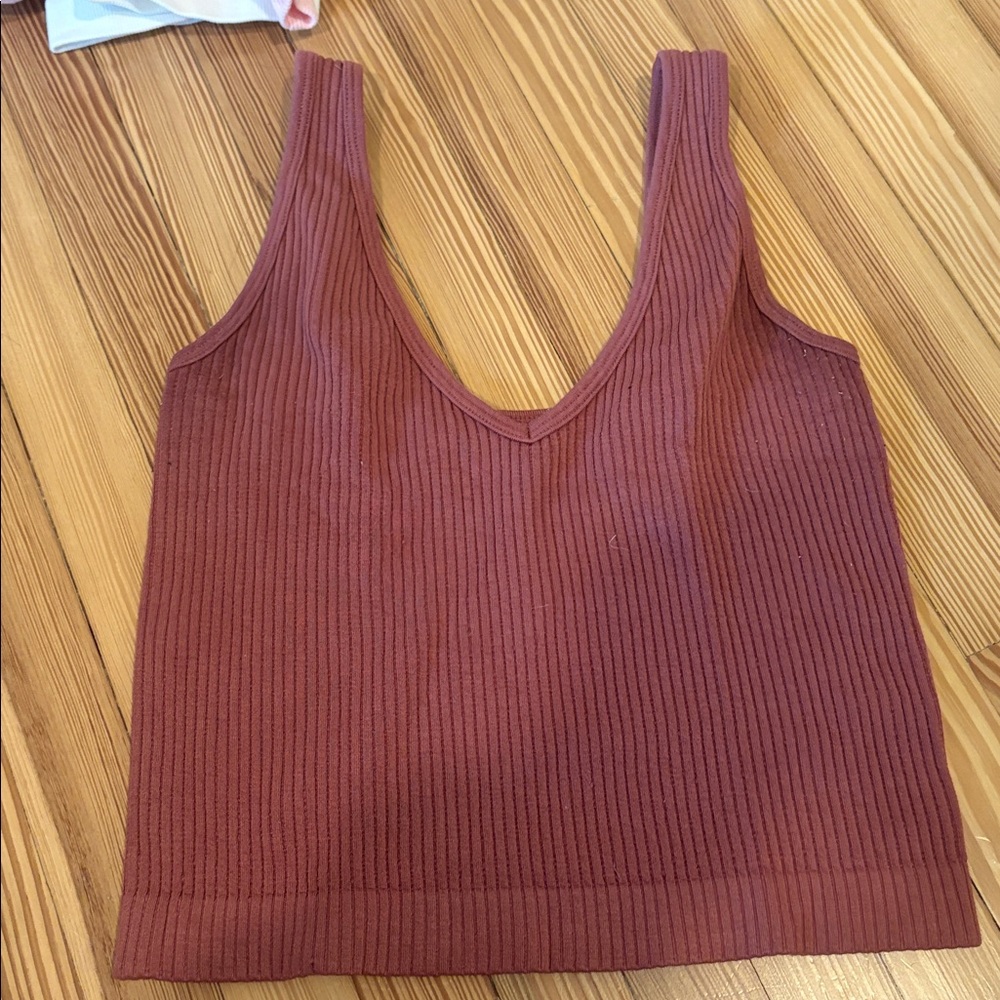 Ribbed Knit Tank Top in Rust